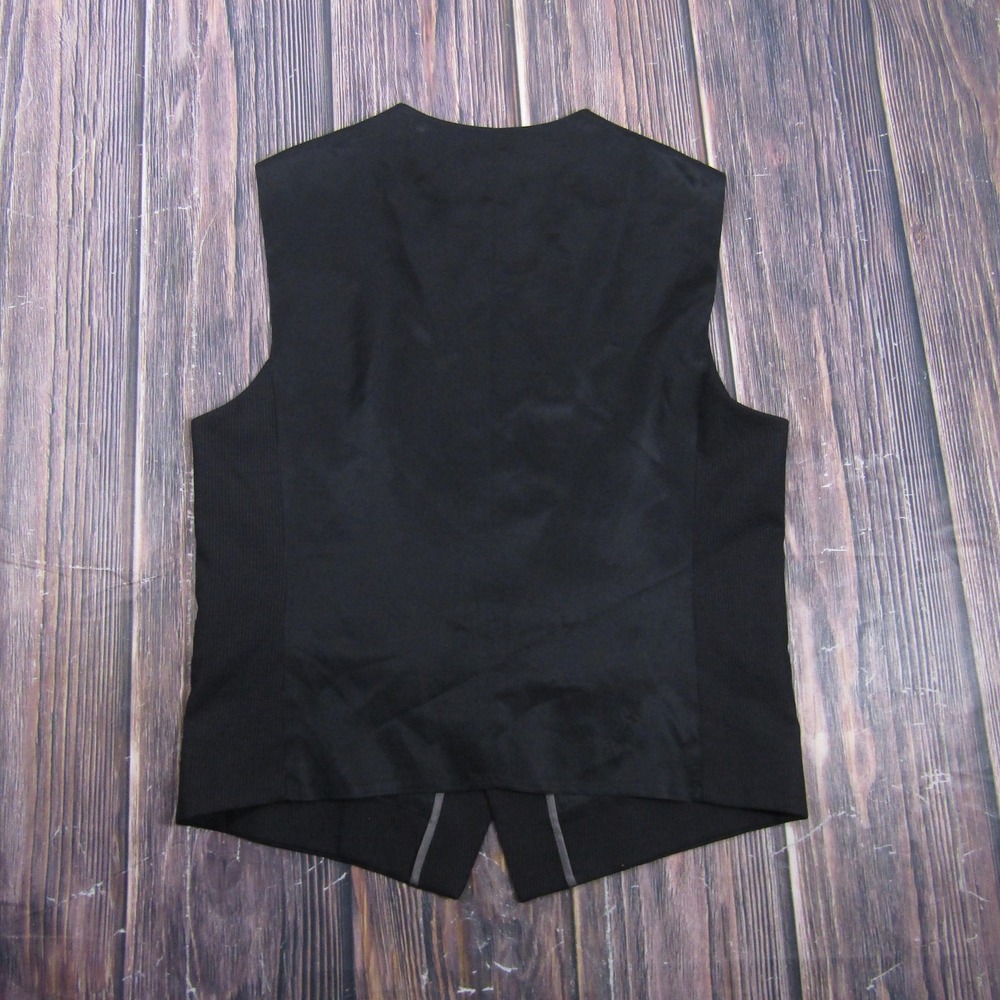 Suit Vest Express Mens M Black Striped Wool Spandex Tweed 3 Piece Slim - Picture 4 of 6